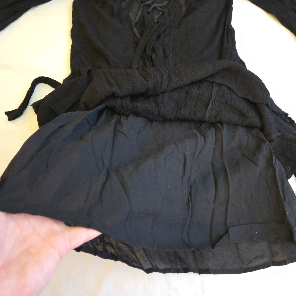 Free People Black Shipwreck Cove Fringed Mini Lace Dress (AHS Misty Day) EB3 - Picture 12 of 16